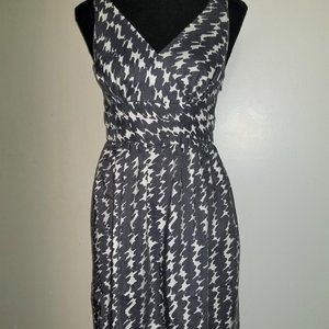 Silk & Cotton Gray/White Patterned Dress - 2P